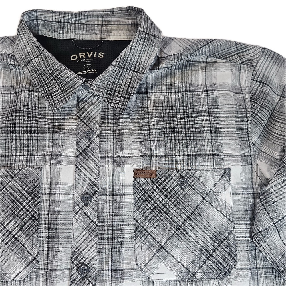 Orvis Shirt Mens Large Black Plaid Short Sleeve Performance Fishing Outdoor - Picture 3 of 6